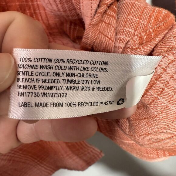 Universal Thread Plaid Shirt Women’s Size XXL Orange & Peach Flannel Button-Down - Picture 7 of 8